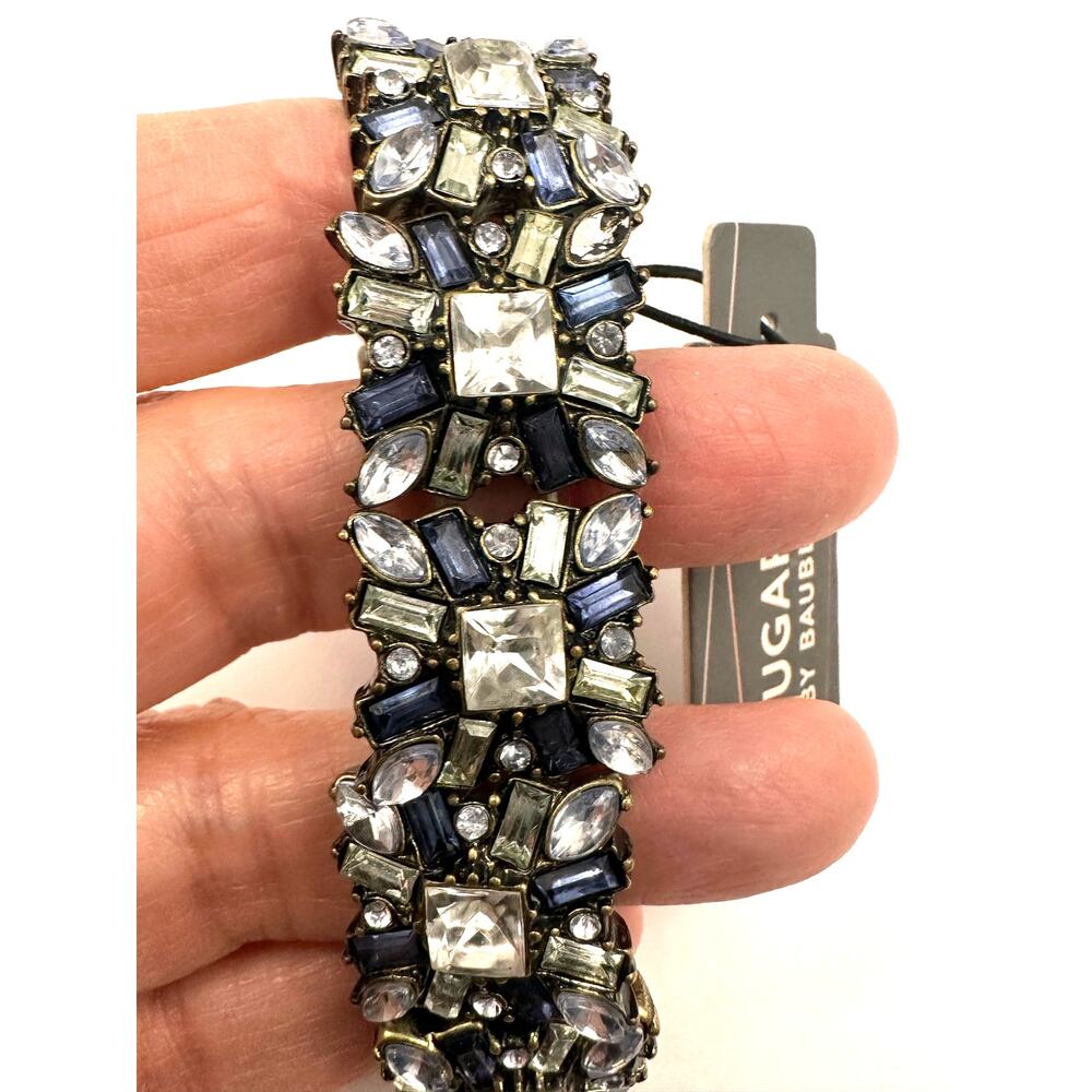 Sugarfix by Baublebar Stretch Bracelet NWT Blue White Gray CZ Rhinestone - Picture 1 of 7